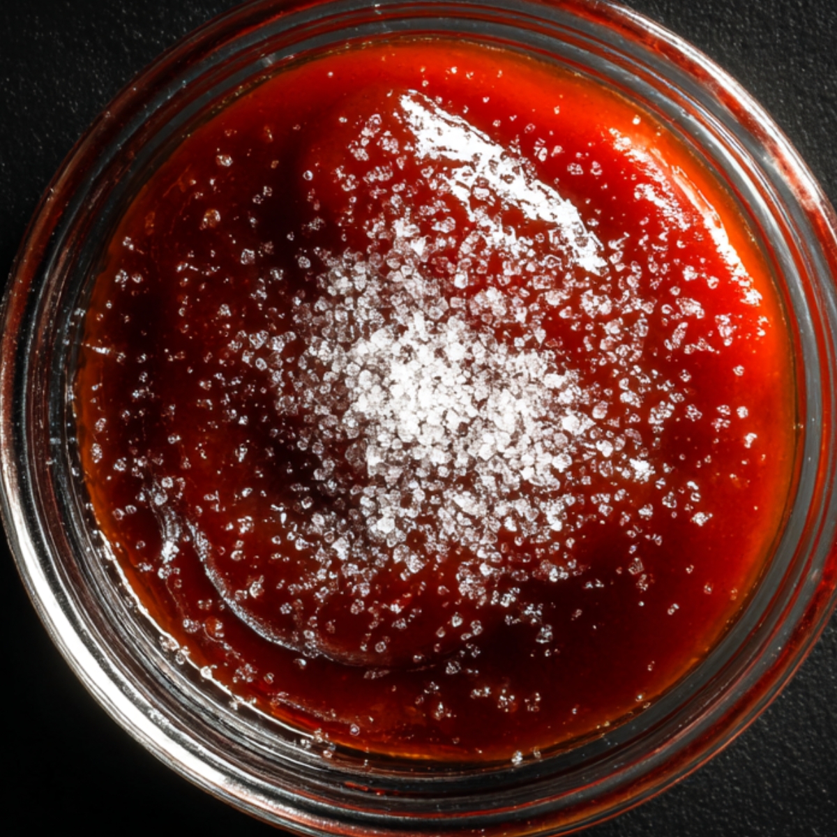 “Thick homemade meatloaf glaze made from ketchup, brown sugar, mustard, and vinegar in a small glass bowl.”