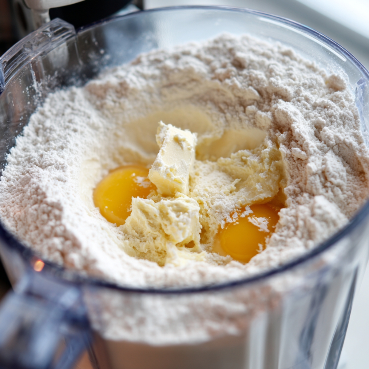 “Stack of fluffy pancakes topped with syrup, blackberries, raspberries, and a sprig of mint on a white plate dusted with powdered sugar.”
