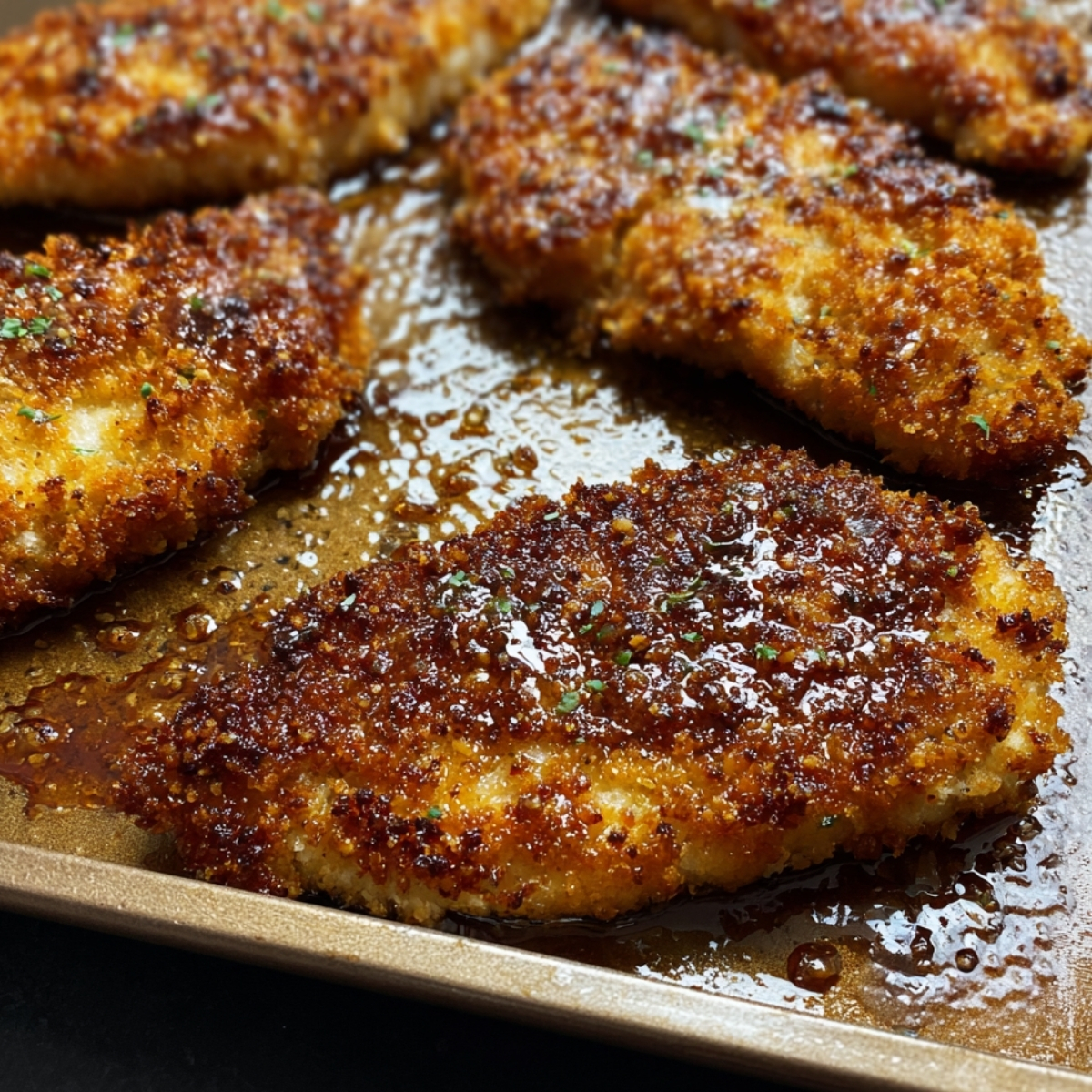 Crispy baked chicken cutlets golden brown