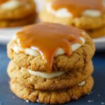 These look absolutely delicious! A stack of caramel cheesecake cookies, with the caramel drizzling over the sides. So tempting