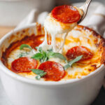 Cottage Cheese Pizza Bowl with melted mozzarella