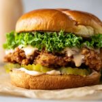 Crispy Chicken Sandwich with lettuce and sauce