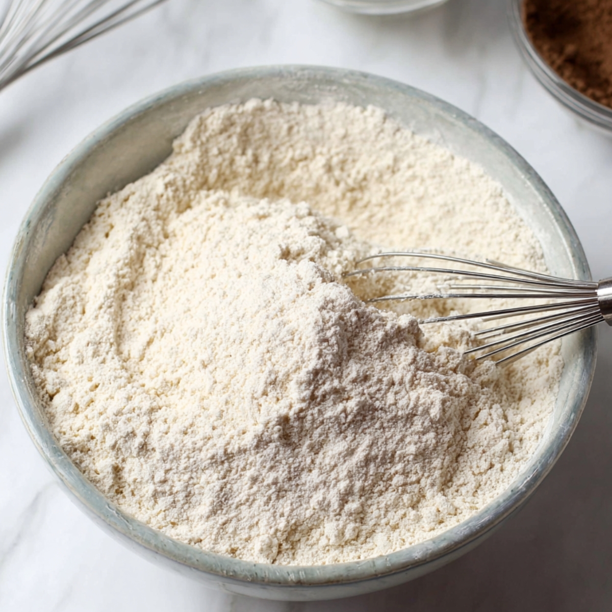 Here's a close-up of the dry ingredients being mixed together! Ready for the next step