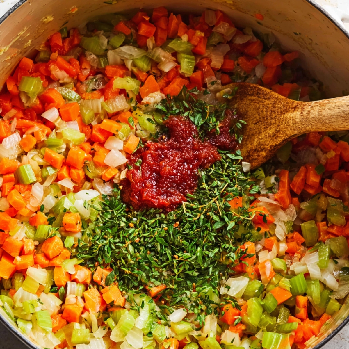 Close-up of a seared beef pot roast in a pot. The roast has a browned, crispy exterior with visible seasonings and sits in its own juices.