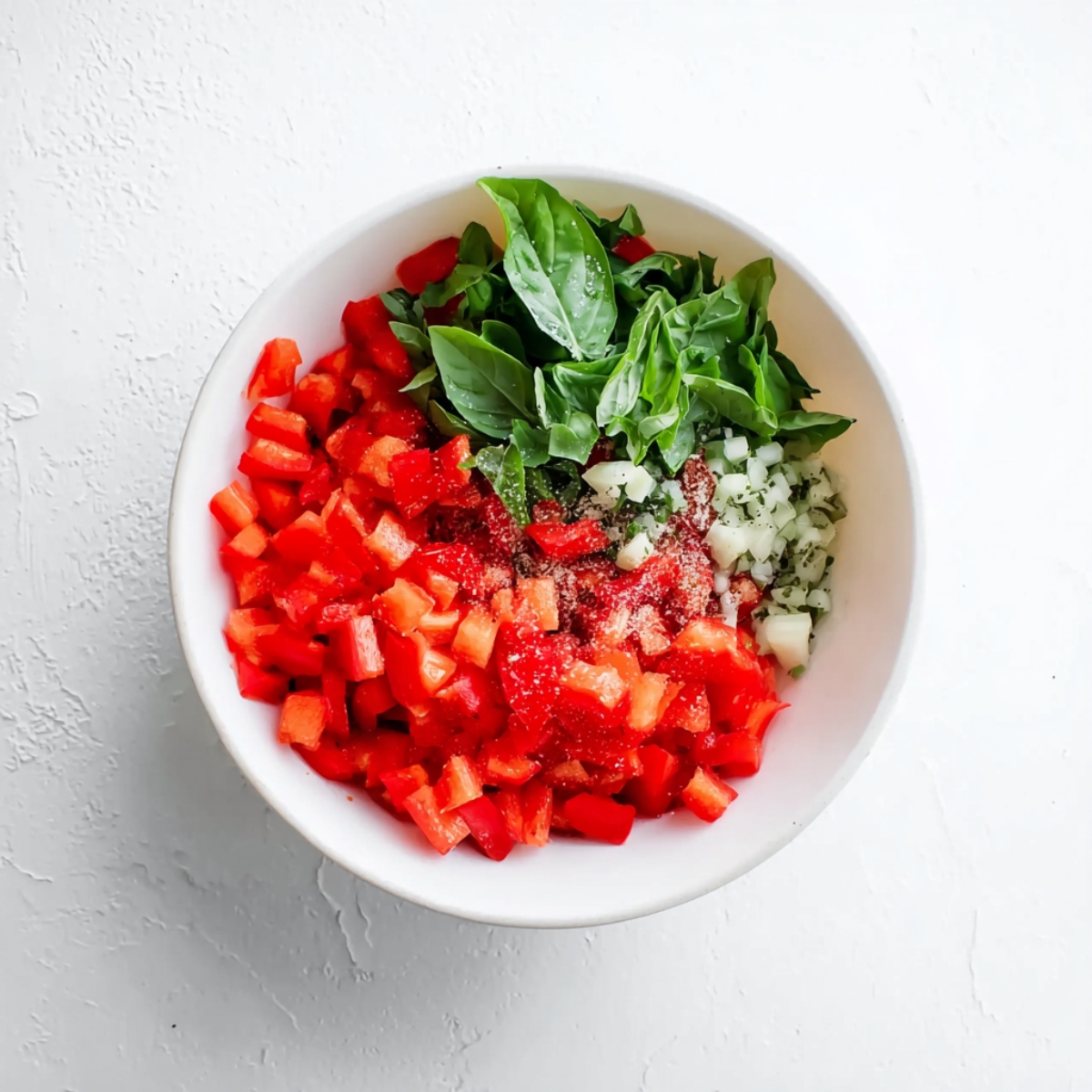 Two chicken breasts sizzling in a stainless steel skillet, partially browned with seasoning on a white countertop.